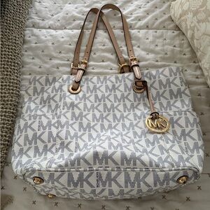 Michael Kors Monogram White and Gray Tote
